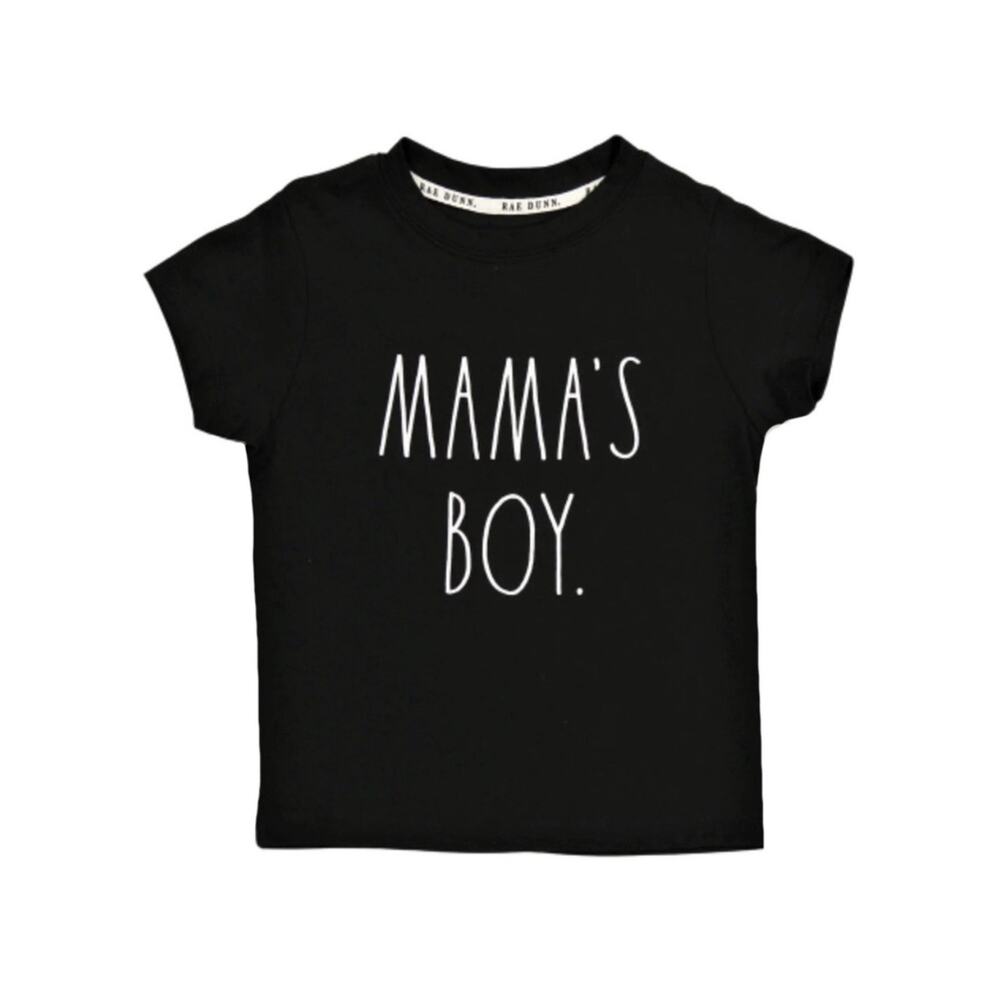 Rae Dunn "Mama's Boy" Youth Black Casual Graphic T-Shirt Boys Size 4